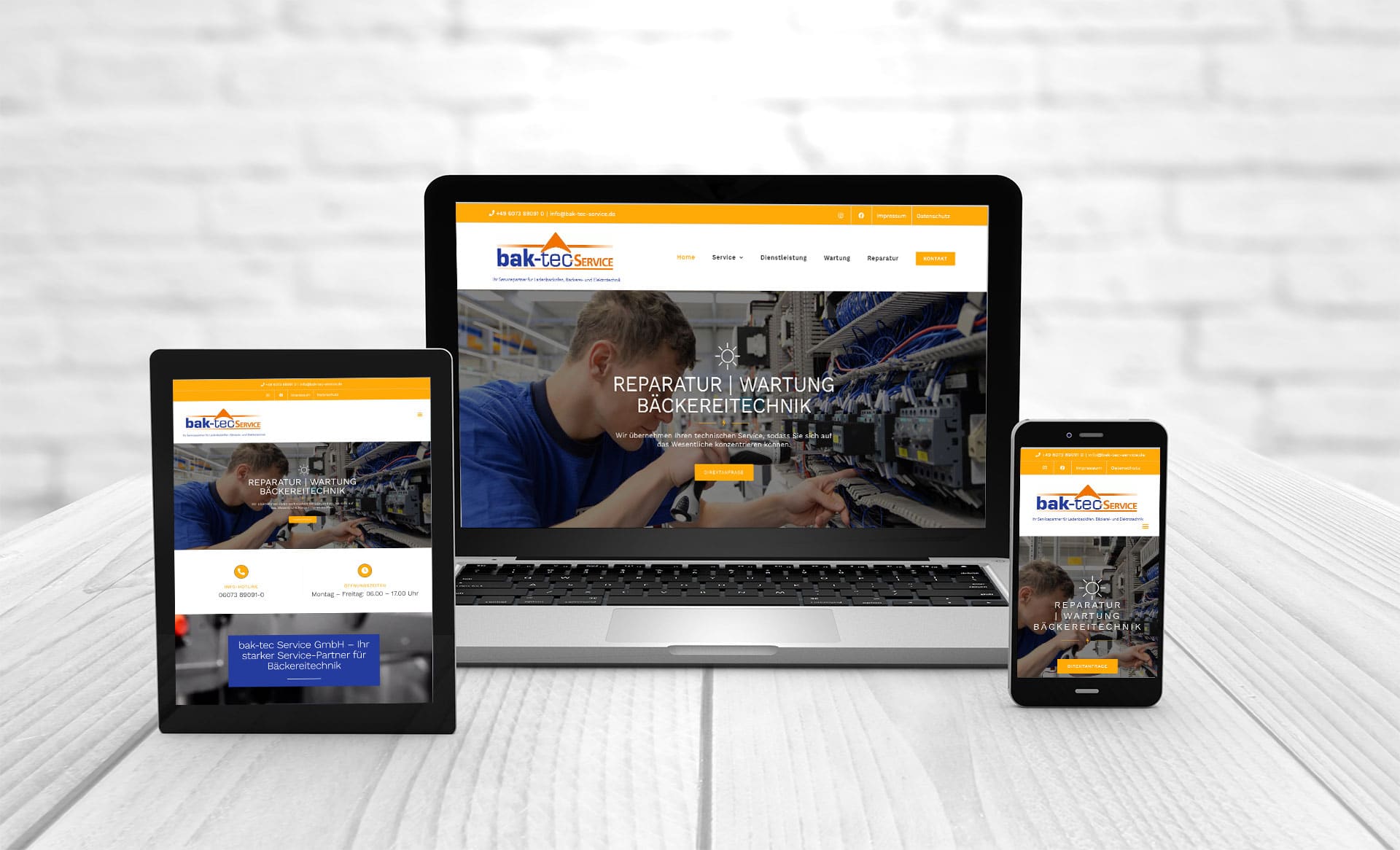 Professional web design, references Bak-tec-Service GmbH