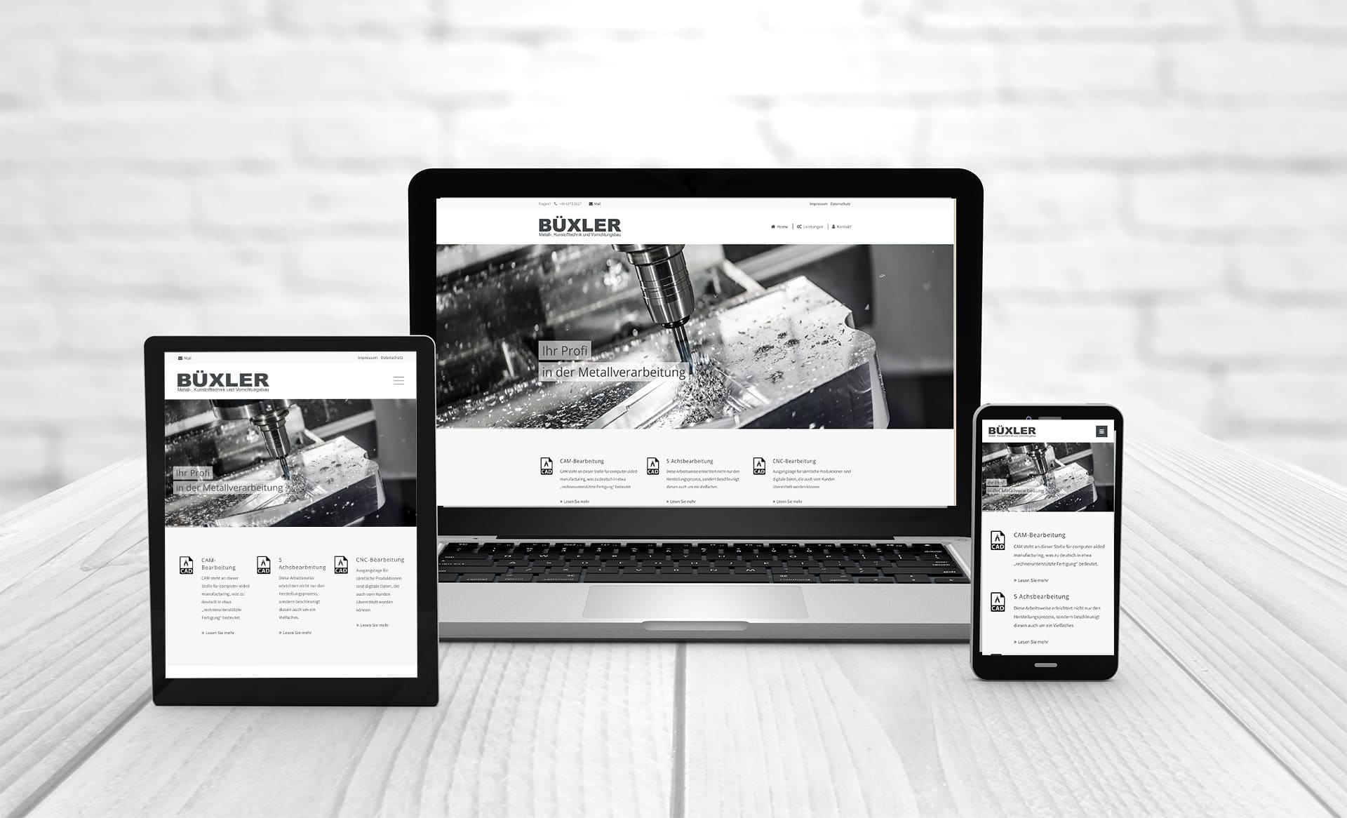 Professional web design, references Büxler CNC