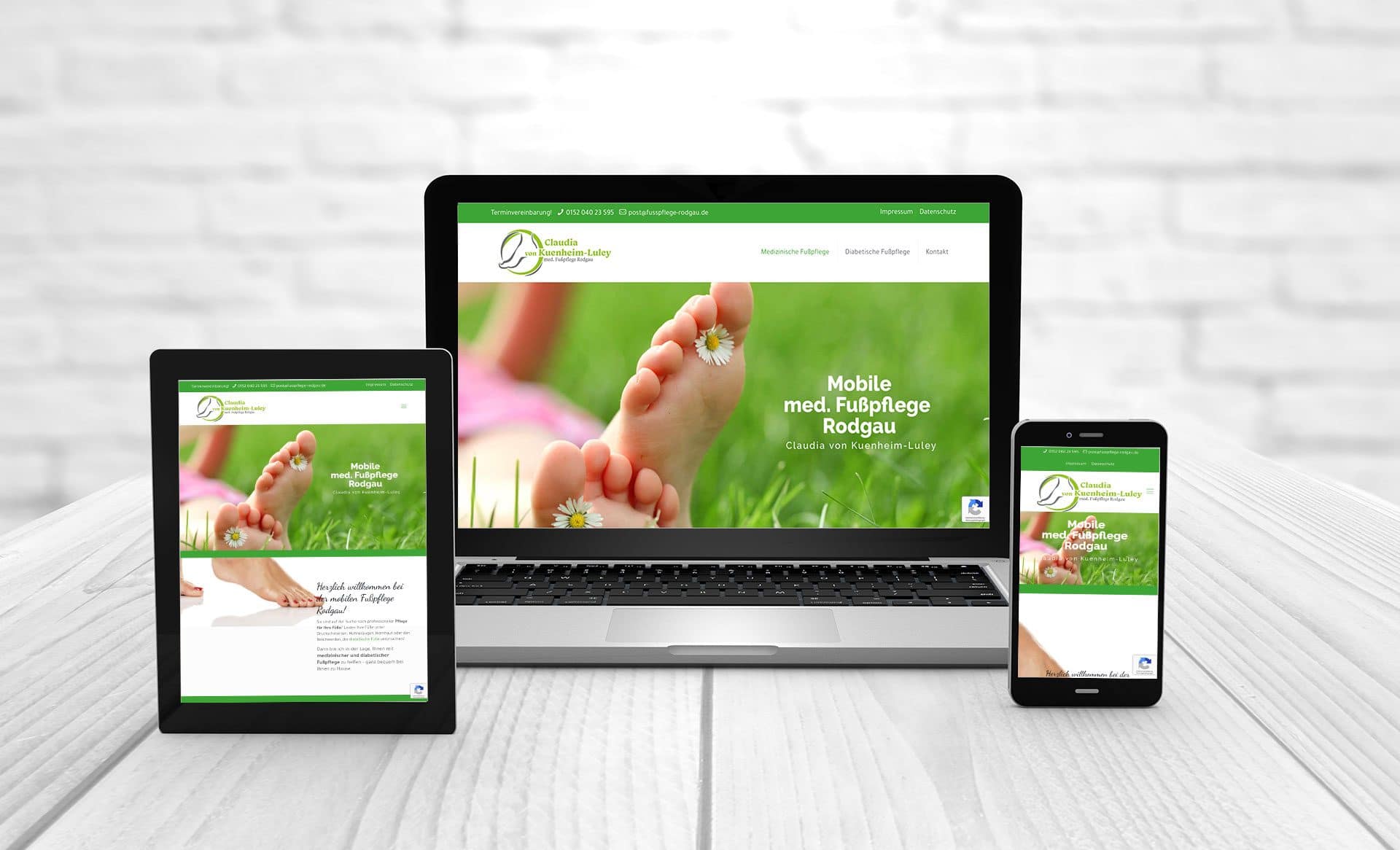 Professional web design, references Fusspflege-Rodgau