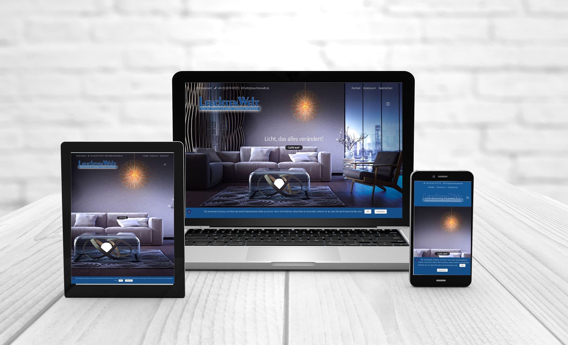 Professional web design, references lighting world