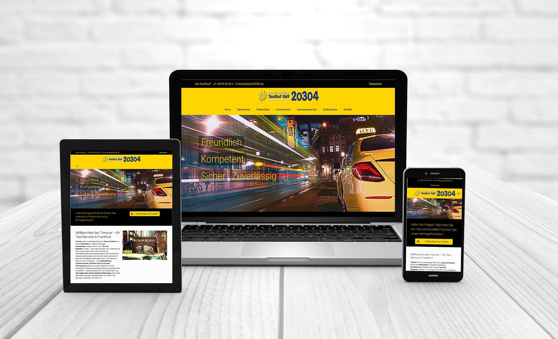 Professional web design, references Taxi Timecar-Frankfurt