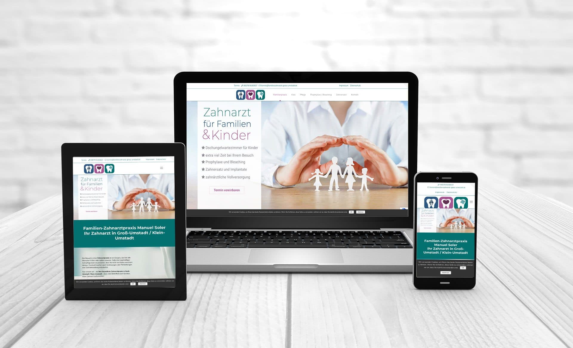 Professional web design, references family dentist Soler
