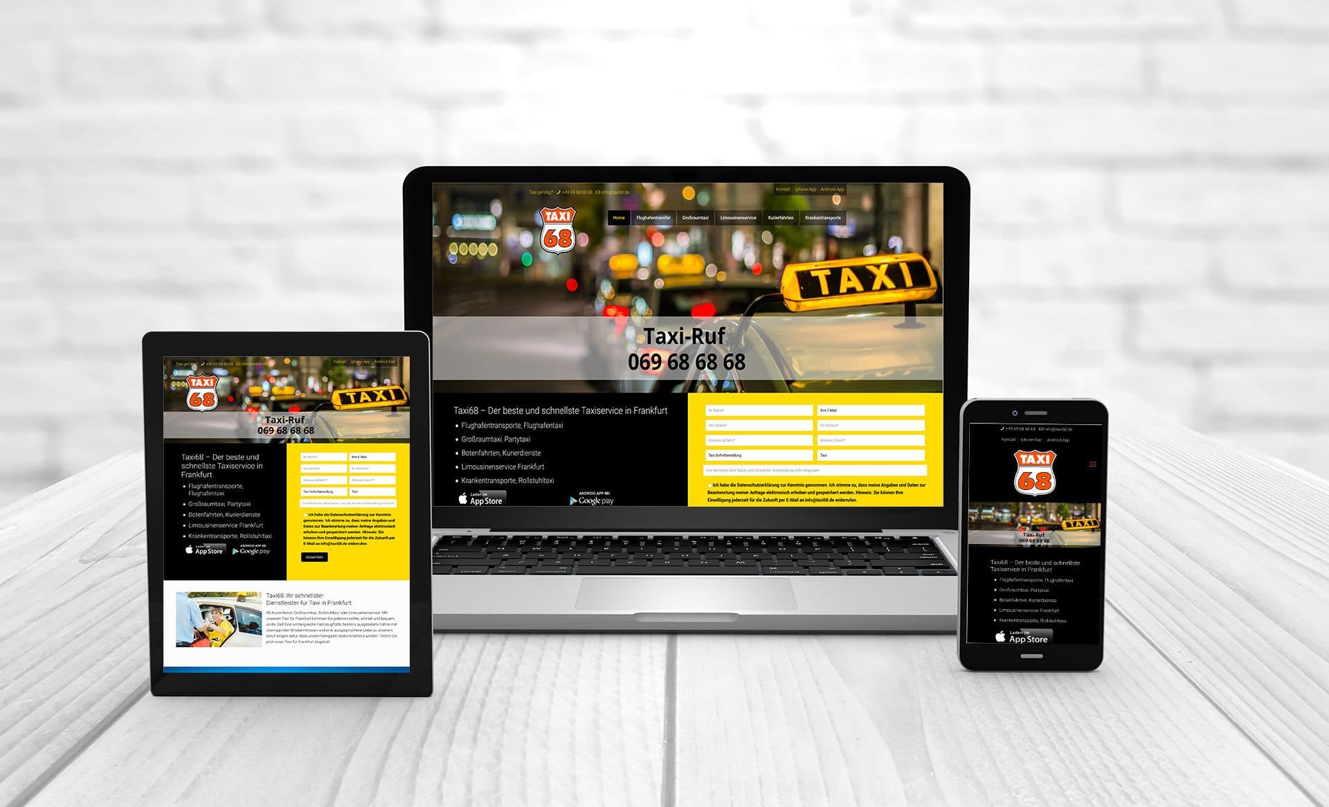 Professional web design, Taxi 68 Frankfurt