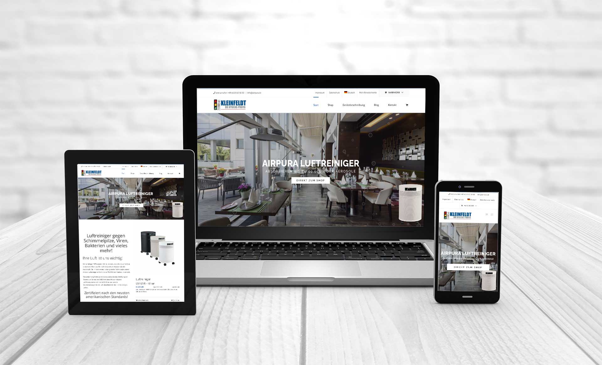 Professional web design, room air purifier, aerosol filter Airpura