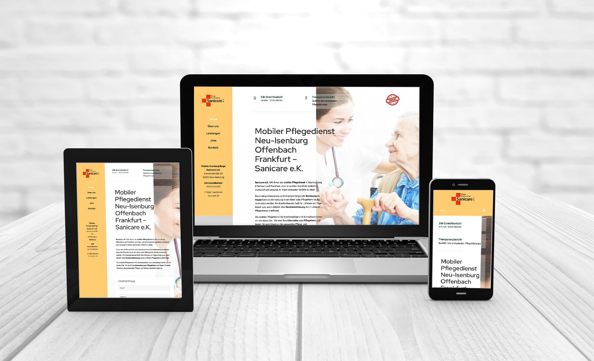 Professional web design create website Nursing service Sanicare