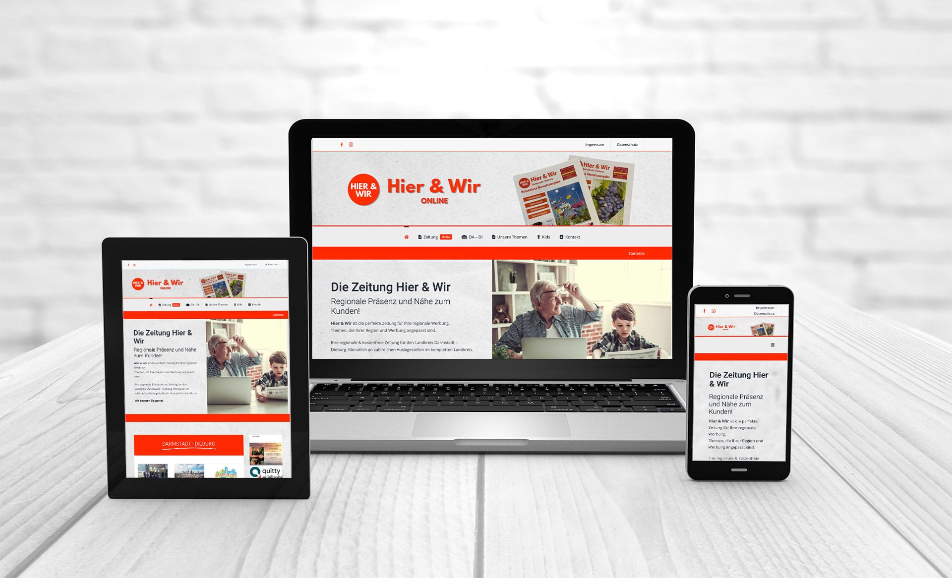 Referenzen Webdesign, Webseite erstellen, Onlinezeitung Hier & Wir